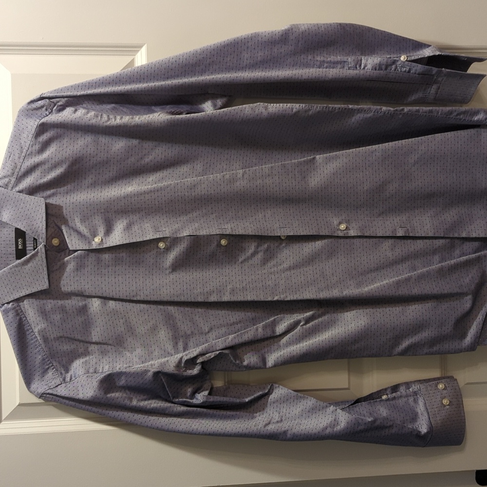 Hugo Boss Blue dress shirt with blue dots